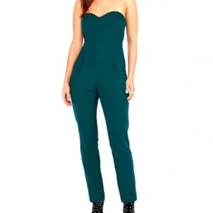 Express Green Strapless Sweetheart Neck Jumpsuit - 10